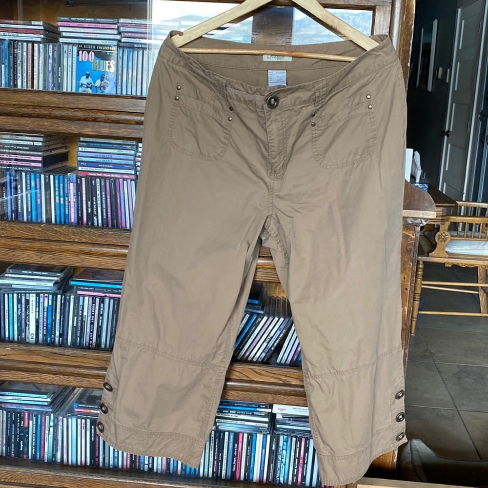 JESSICA SPORT Baggy Cotton Capris Dark Tan Size XL